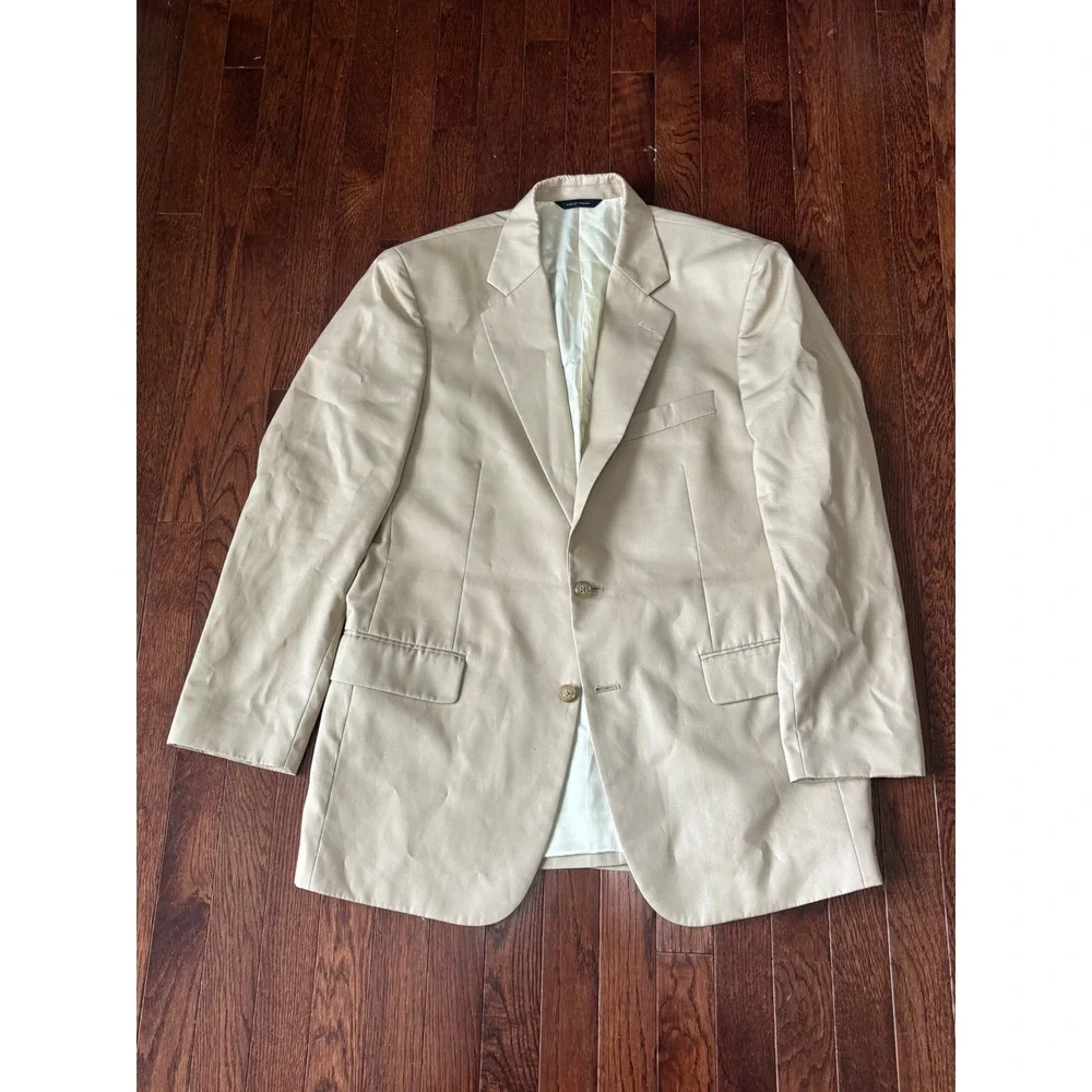 Brooks Brothers Mens 2 Piece Cotton Suit Tan Khaki 40R 34W